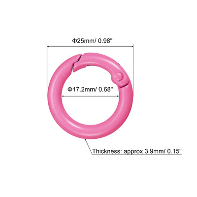 Harfington Uxcell Round Spring O Rings, 25mm/ 0.98" Trigger Buckle Snap for Bags, Purses, Keyrings, Pink, 4Pcs