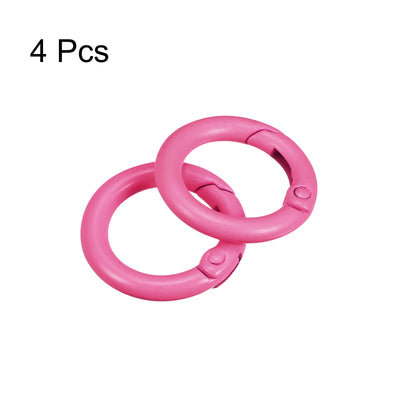 Harfington Uxcell Round Spring O Rings, 25mm/ 0.98" Trigger Buckle Snap for Bags, Purses, Keyrings, Pink, 4Pcs