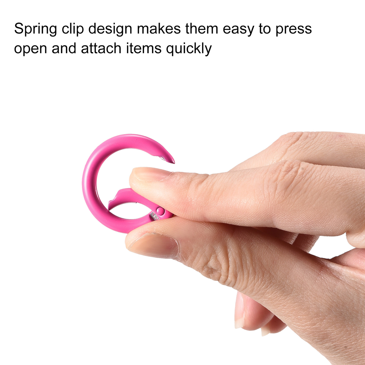 uxcell Uxcell Round Spring O Rings, 25mm/ 0.98" Trigger Buckle Snap for Bags, Purses, Keyrings, Pink, 4Pcs