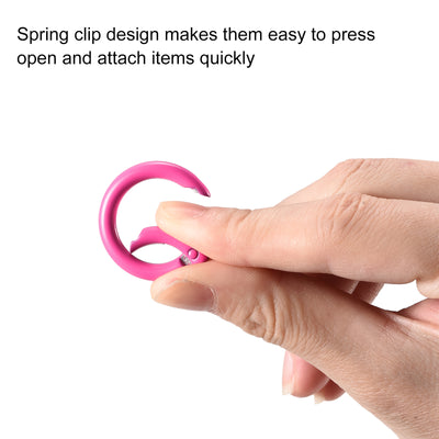 Harfington Uxcell Round Spring O Rings, 25mm/ 0.98" Trigger Buckle Snap for Bags, Purses, Keyrings, Pink, 4Pcs