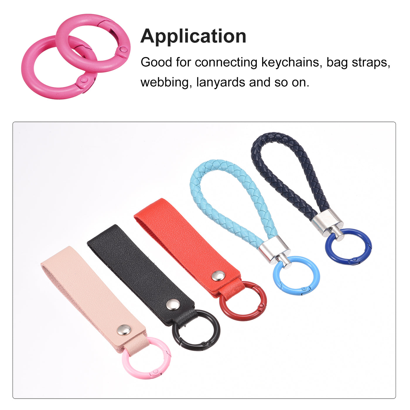 uxcell Uxcell Round Spring O Rings, 25mm/ 0.98" Trigger Buckle Snap for Bags, Purses, Keyrings, Pink, 4Pcs