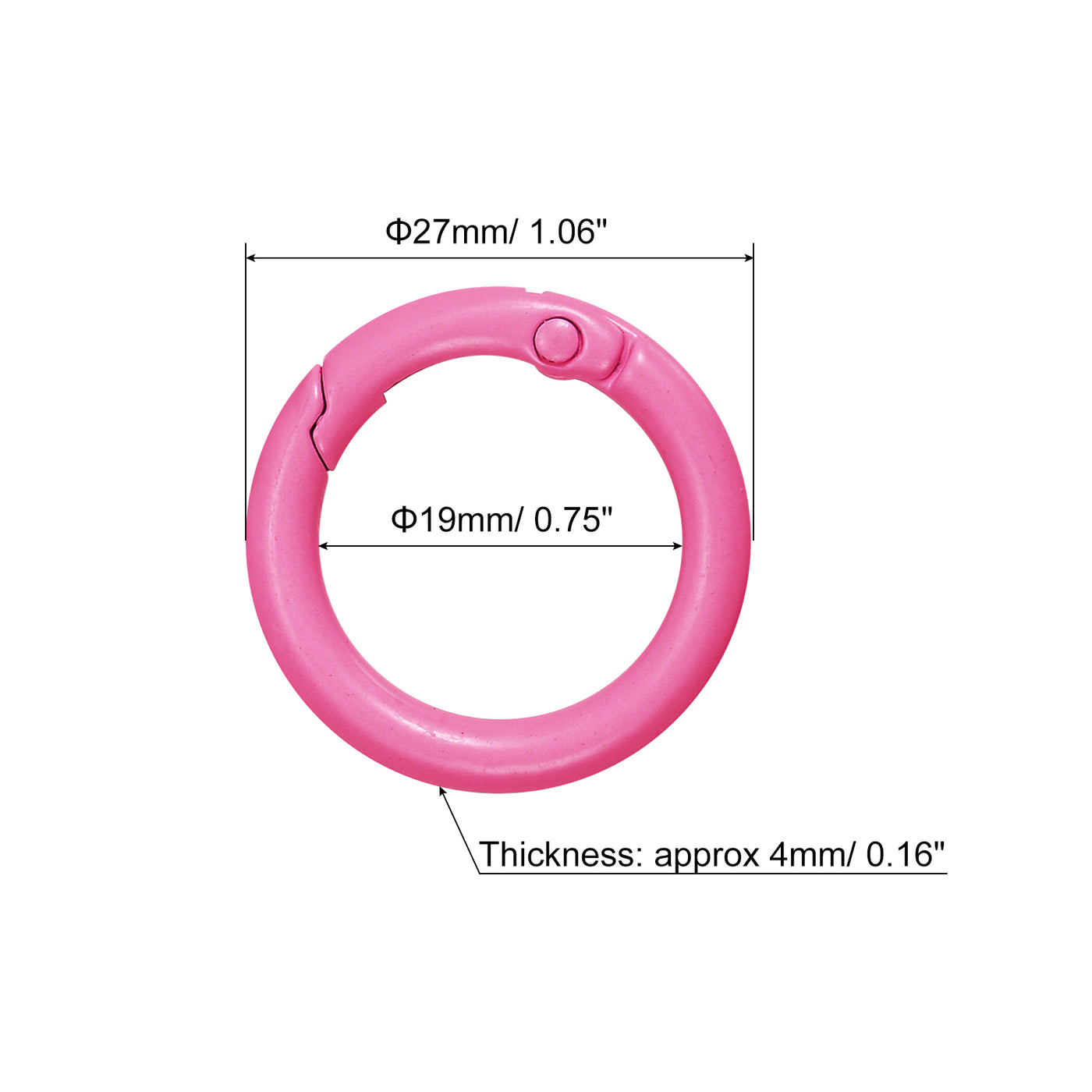 uxcell Uxcell Round Spring O Rings, 27mm/ 1.06" Trigger Buckle Snap for Bags, Purses, Keyrings, Pink, 4Pcs