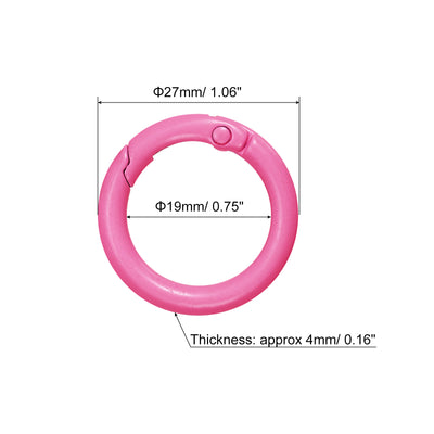 Harfington Uxcell Round Spring O Rings, 27mm/ 1.06" Trigger Buckle Snap for Bags, Purses, Keyrings, Pink, 4Pcs