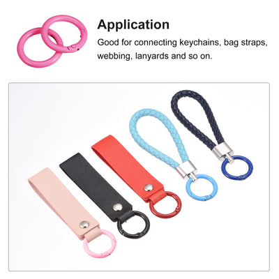 Harfington Uxcell Round Spring O Rings, 27mm/ 1.06" Trigger Buckle Snap for Bags, Purses, Keyrings, Pink, 4Pcs