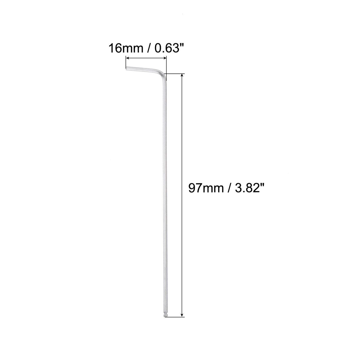 uxcell Uxcell 1/16" Ball End Hex Key Wrench, L Shaped Long Arm 40Cr Repairing Tool, SAE Sizes