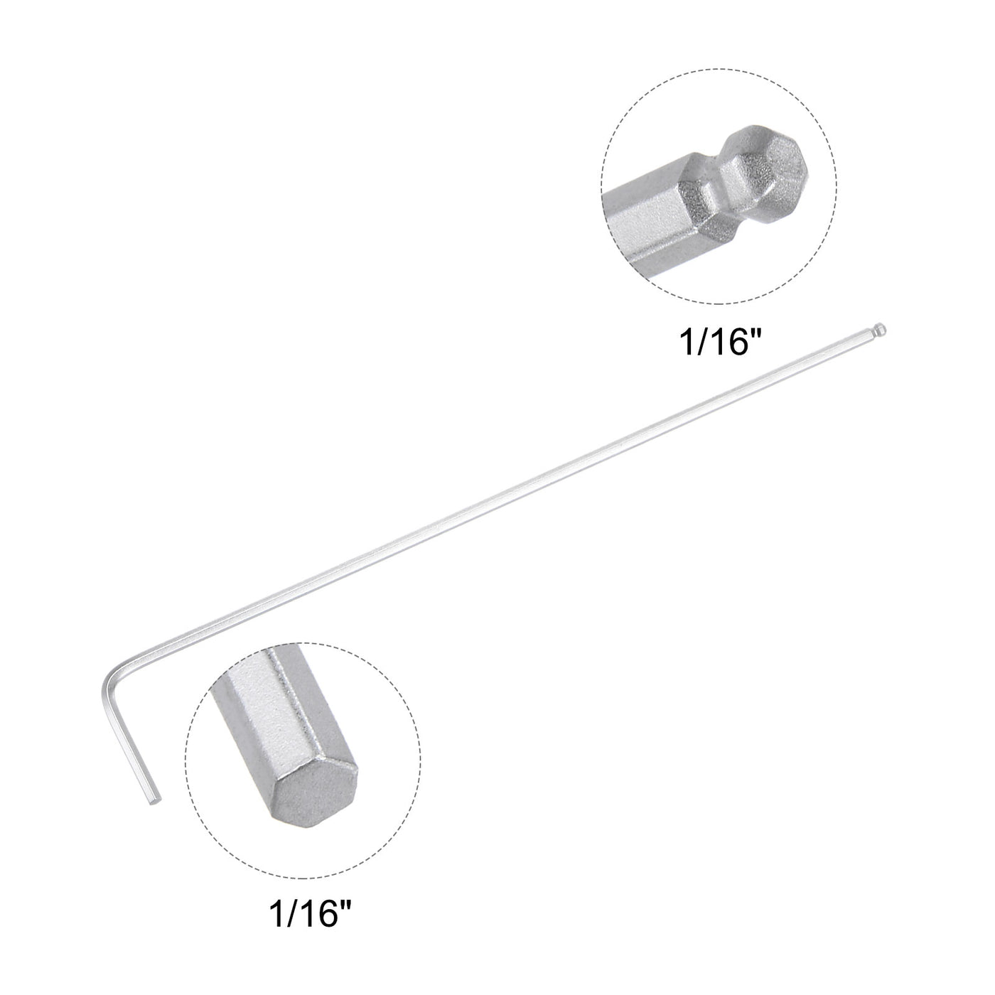 uxcell Uxcell 1/16" Ball End Hex Key Wrench, L Shaped Long Arm 40Cr Repairing Tool, SAE Sizes