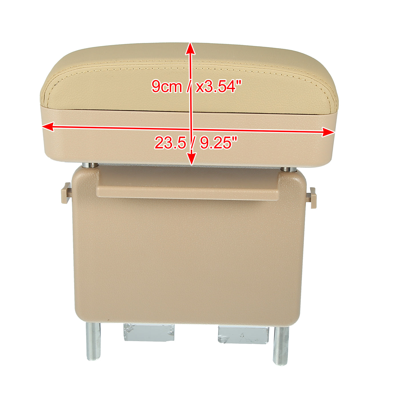 X AUTOHAUX Car Center Armrest Extender Box Seat Gap Adjustable Armrest Storage Box Armrest Beige PU Leather