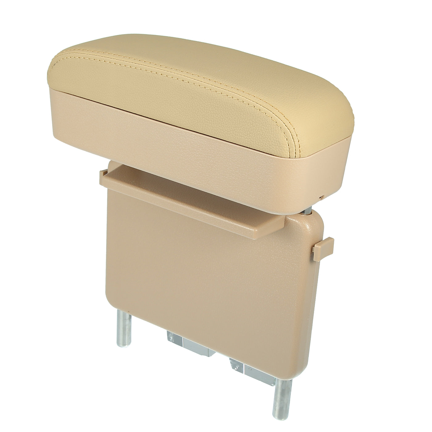 X AUTOHAUX Car Center Armrest Extender Box Seat Gap Adjustable Armrest Storage Box Armrest Beige PU Leather