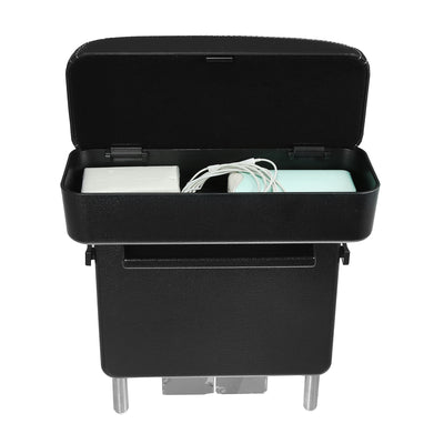 Harfington Car Center Armrest Extender Box Seat Gap Adjustable Armrest Storage Box Armrest Black PU Leather with White Line