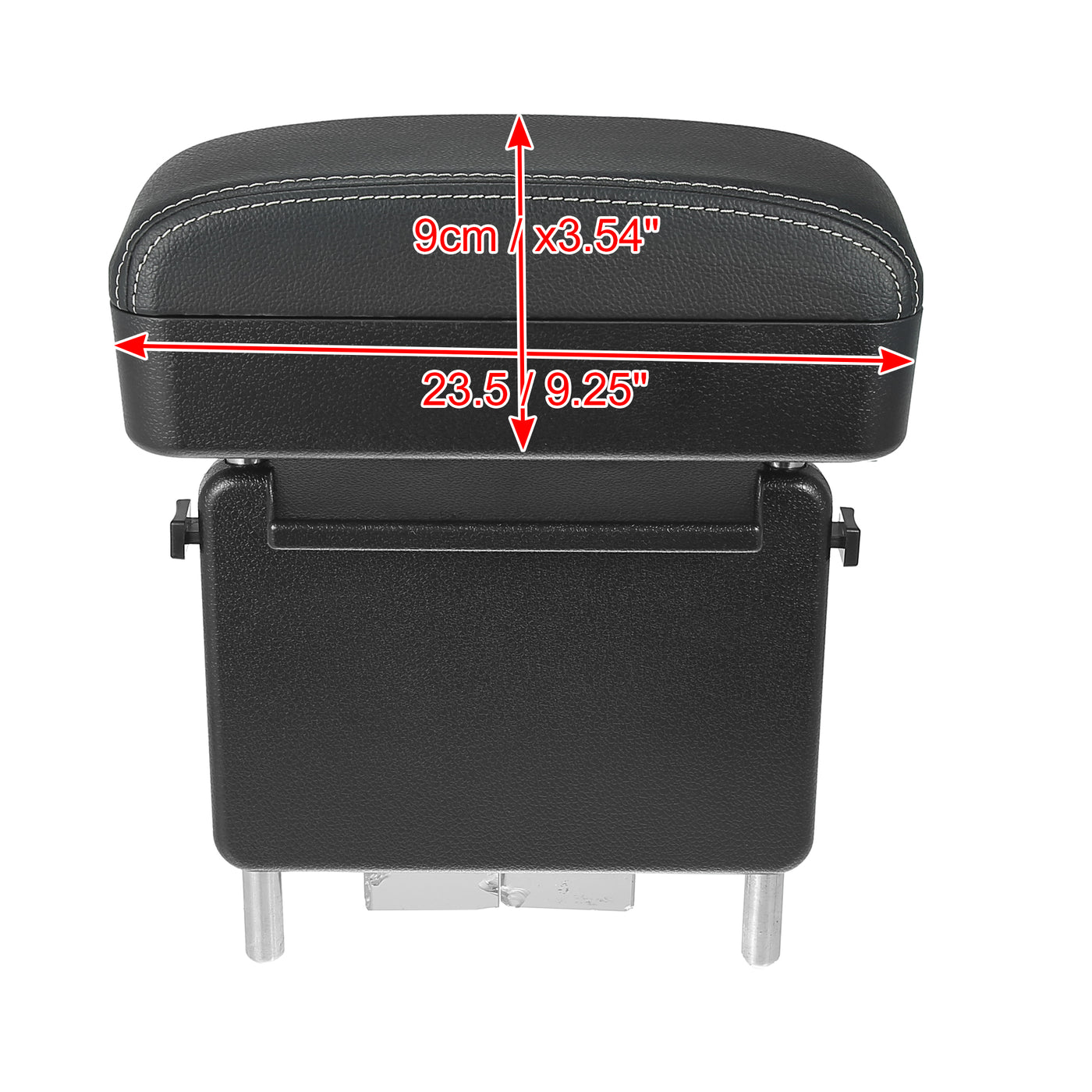 X AUTOHAUX Car Center Armrest Extender Box Seat Gap Adjustable Armrest Storage Box Armrest Black PU Leather with White Line