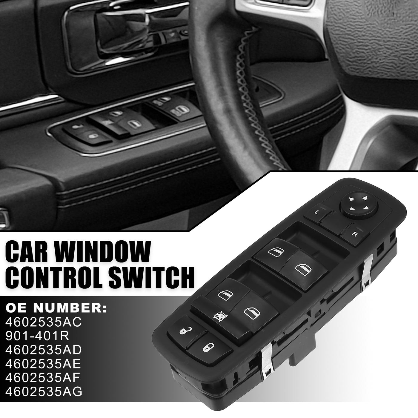 X AUTOHAUX 4602535AC Front Left Drive Side Car Power Window Switch Lift Button Panel Master Control Switch for Dodge Grand Caravan