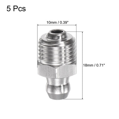 Harfington Uxcell 201 Stainless Steel Straight Hydraulic Grease Fitting 1/8-28inch Thread, 5Pcs