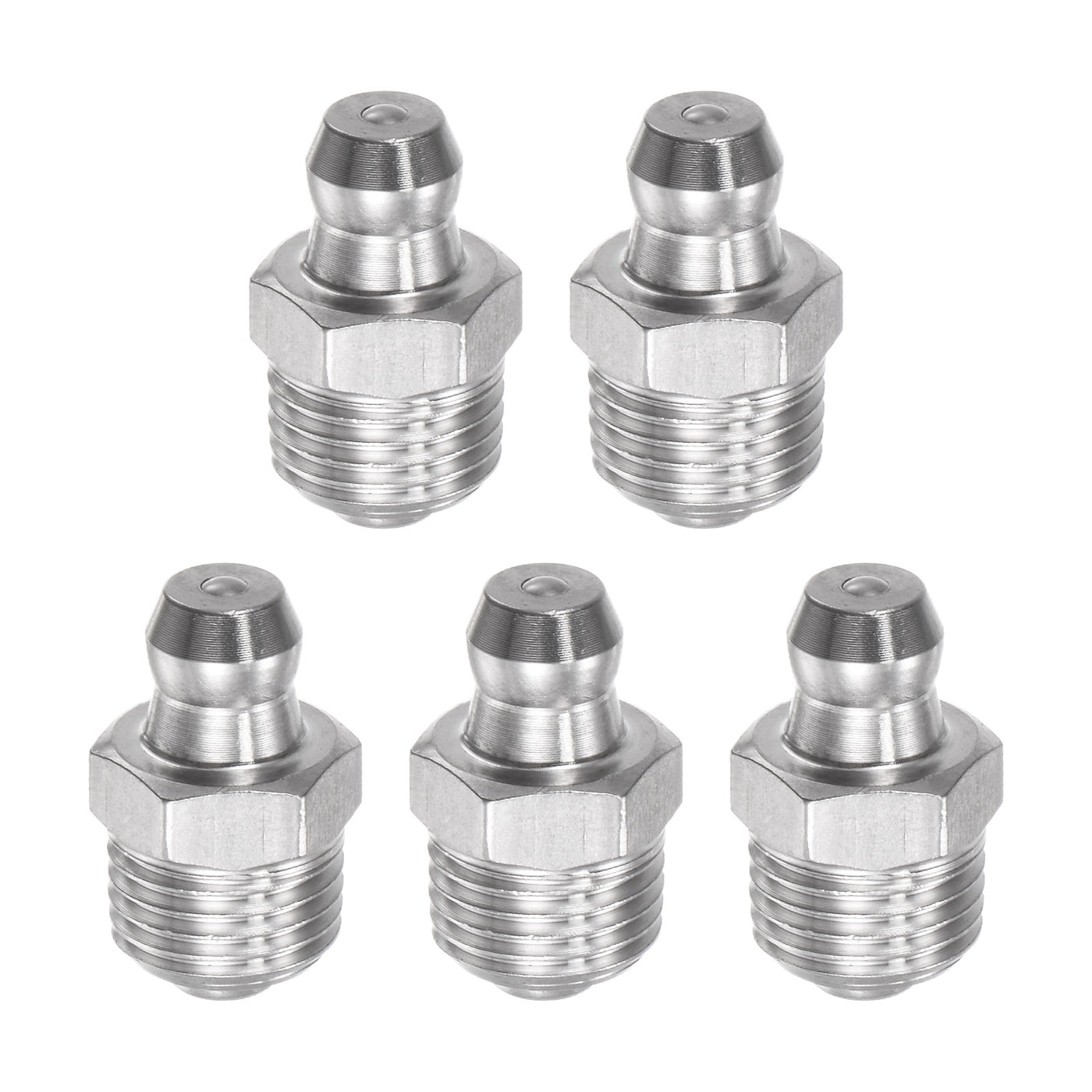 uxcell Uxcell 201 Stainless Steel Straight Hydraulic Grease Fitting 1/8-28inch Thread, 5Pcs