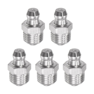 uxcell Uxcell 201 Stainless Steel Straight Hydraulic Grease Fitting 1/8-28inch Thread, 5Pcs