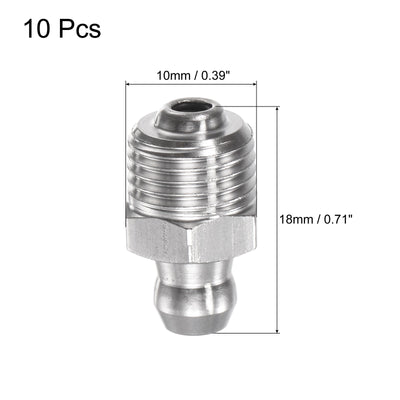 Harfington Uxcell 201 Stainless Steel Straight Hydraulic Grease Fitting 1/8-28inch Thread, 10Pcs