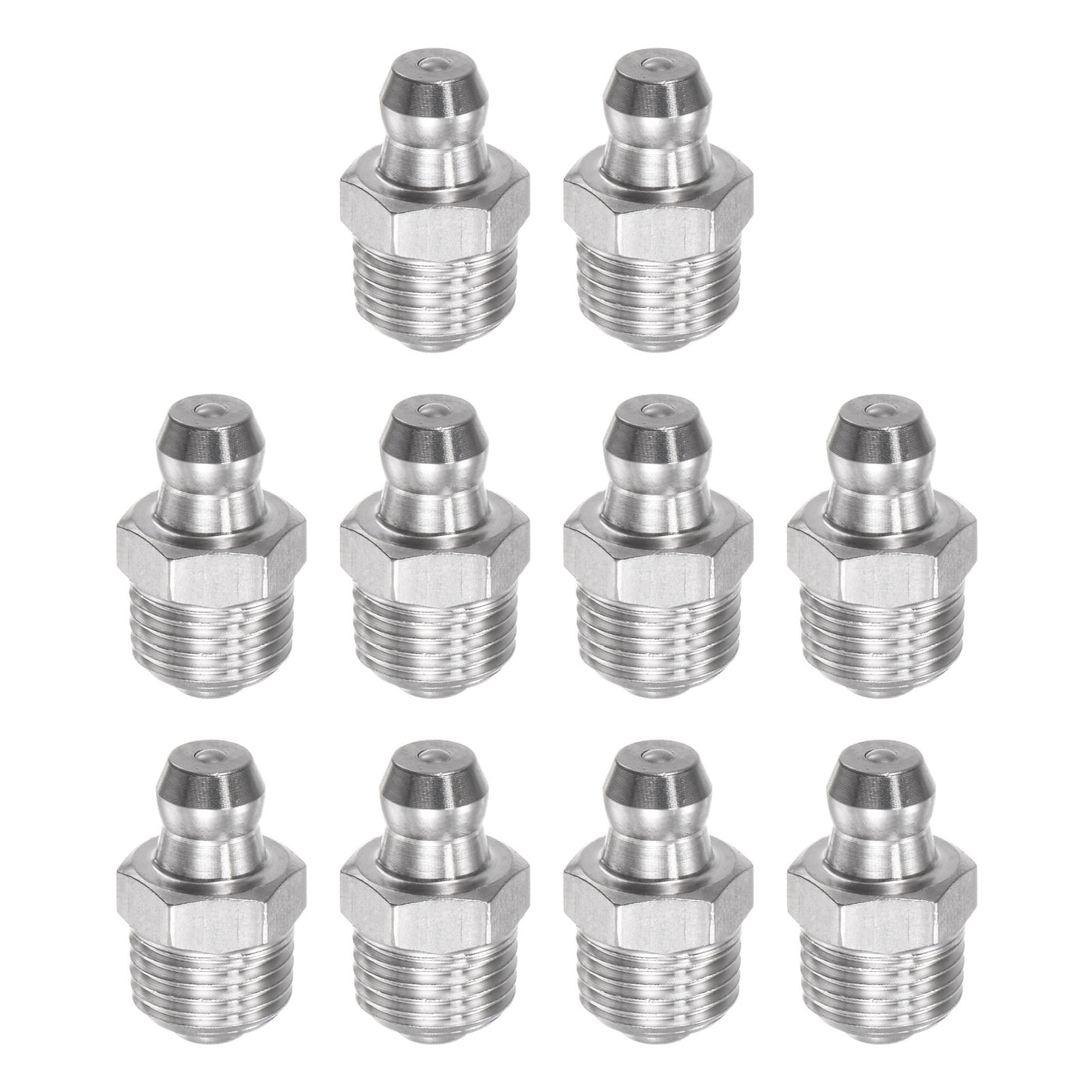 uxcell Uxcell 201 Stainless Steel Straight Hydraulic Grease Fitting 1/8-28inch Thread, 10Pcs