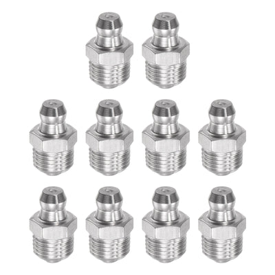 uxcell Uxcell 201 Stainless Steel Straight Hydraulic Grease Fitting 1/8-28inch Thread, 10Pcs