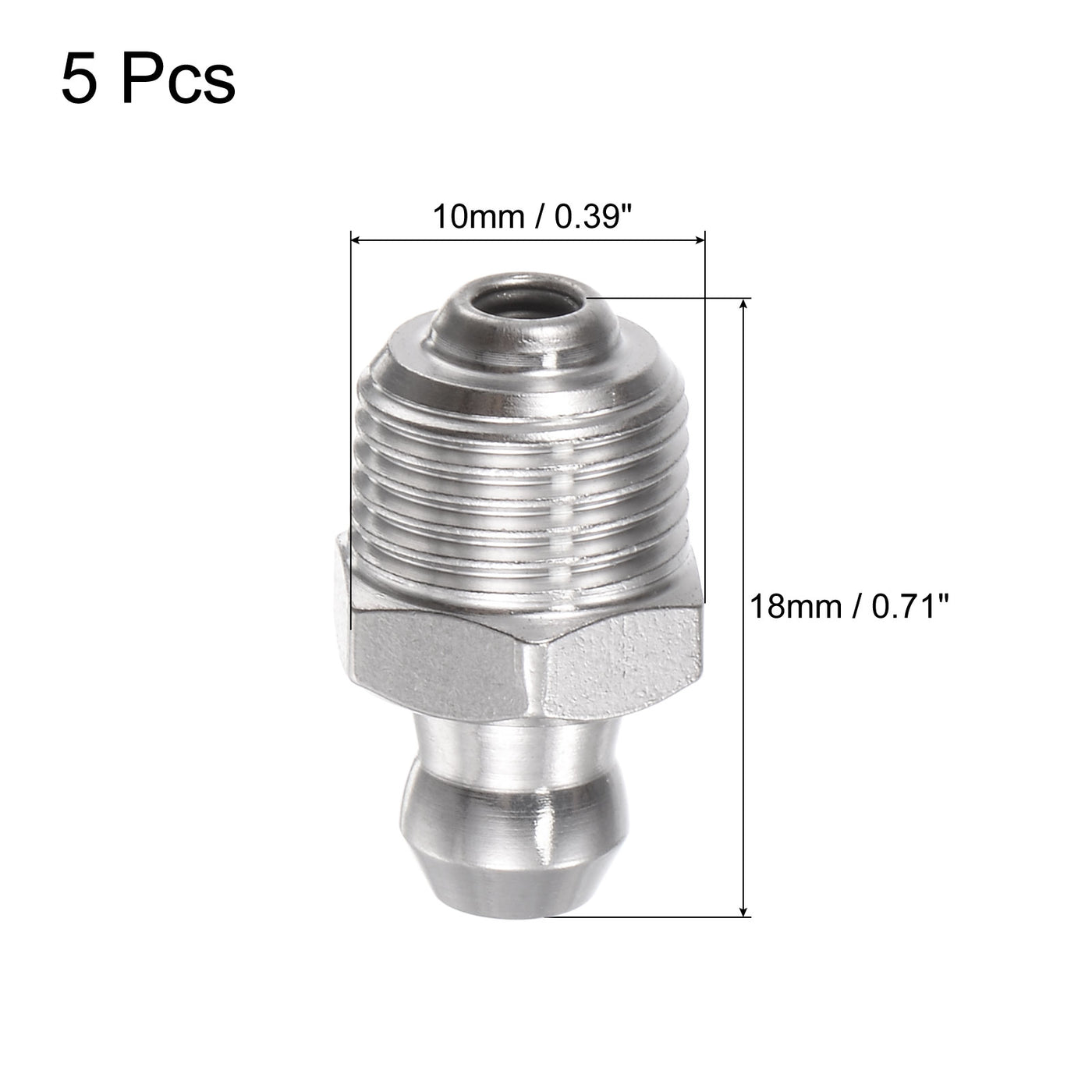 uxcell Uxcell 304 Stainless Steel Straight Hydraulic Grease Fitting 1/8-28inch Thread, 5Pcs