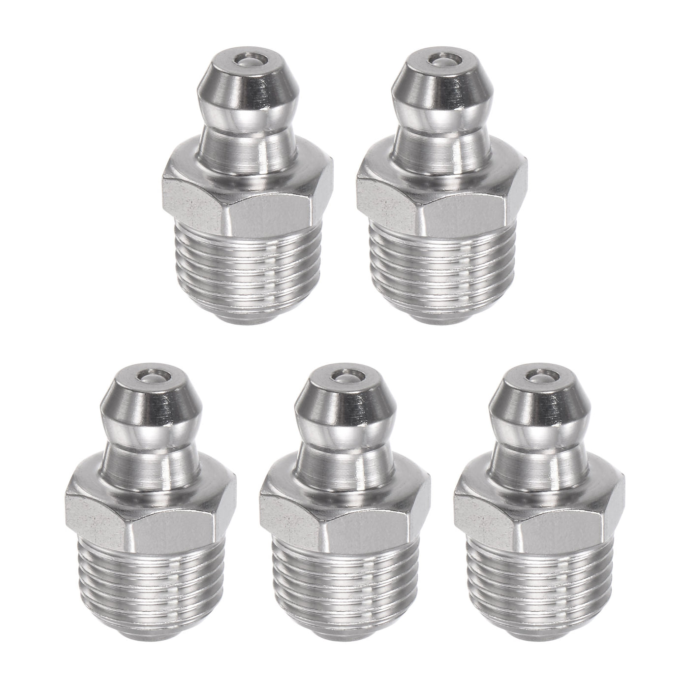 uxcell Uxcell 304 Stainless Steel Straight Hydraulic Grease Fitting 1/8-28inch Thread, 5Pcs