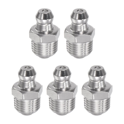 uxcell Uxcell 304 Stainless Steel Straight Hydraulic Grease Fitting 1/8-28inch Thread, 5Pcs