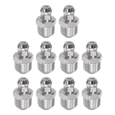 Harfington Uxcell 304 Stainless Steel Straight Hydraulic Grease Fitting 1/8-28inch Thread, 10Pcs