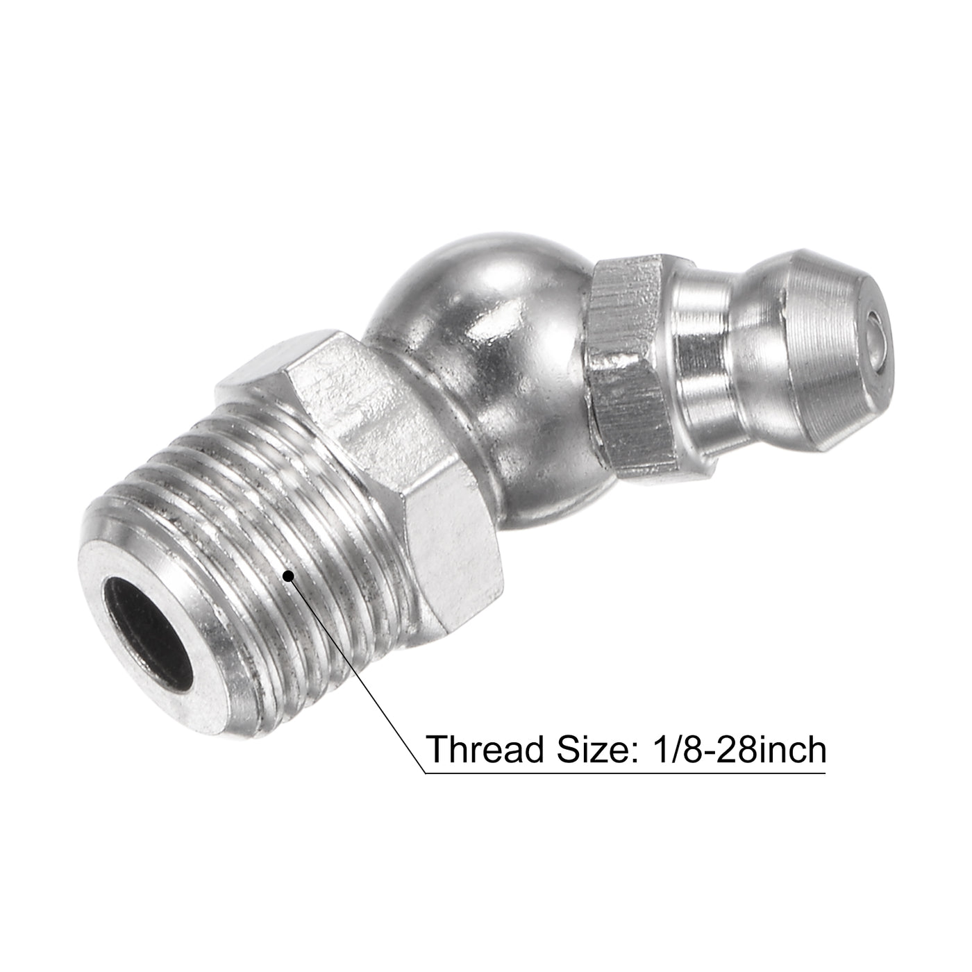 uxcell Uxcell 304 Stainless Steel 45 Degree Hydraulic Grease Fitting 1/8-28inch Thread, 5Pcs