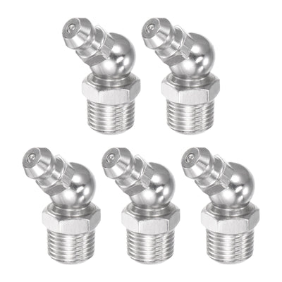 uxcell Uxcell 304 Stainless Steel 45 Degree Hydraulic Grease Fitting 1/8-28inch Thread, 5Pcs