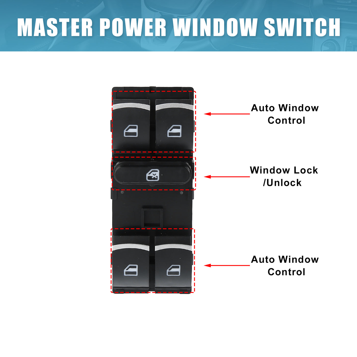 X AUTOHAUX Power Window Switch Driver Side Power Window Master Control Switch 5ND 959 857 for VW Golf Jetta Passat CC Polo Amarok Rabbit GTI R32 Caddy Touareg