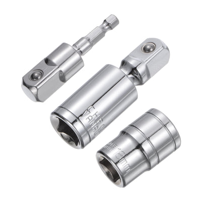 Harfington Uxcell Steckdosen Zubehör-Set 18mm Flache Steckdose 360° Drehbar Schlagschrauber Adapter Gelenke mit 1/2"