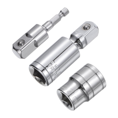 Harfington Uxcell Steckdosen Zubehör-Set 21mm Flache Steckdose 360° Drehbar Schlagschrauber Adapter Gelenke mit 1/2"