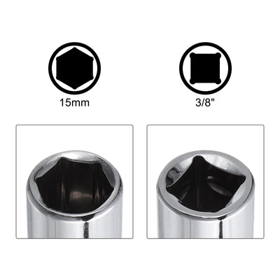 Harfington Uxcell 3/8" Drive 15mm Deep Socket Swivel Joints Hex Shank Impact Driver Adaptor Set