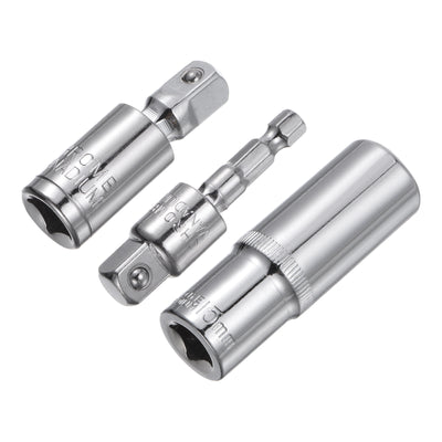 Harfington Uxcell 3/8" Drive 15mm Deep Socket Swivel Joints Hex Shank Impact Driver Adaptor Set