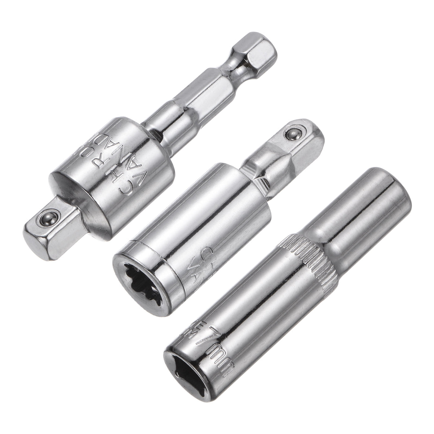 uxcell Uxcell 1/4" Drive 7mm Deep Socket Swivel Joints Hex Shank Impact Driver Adaptor Set