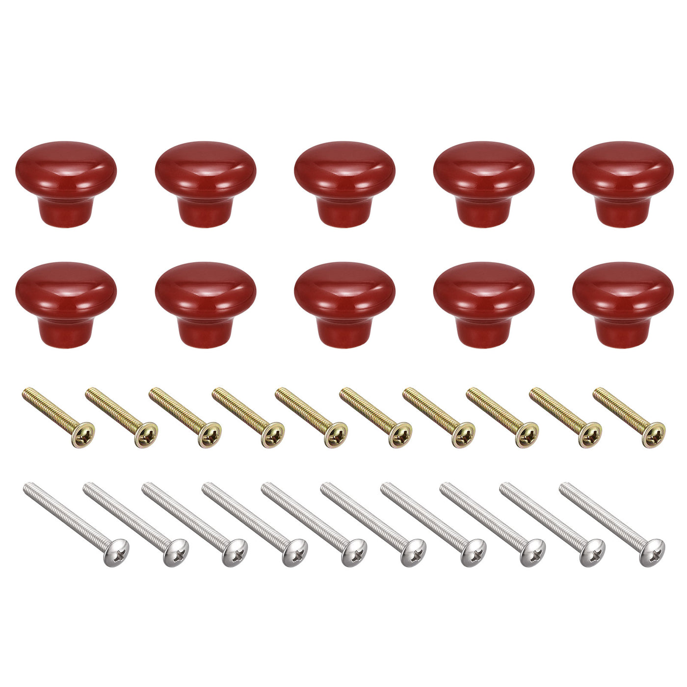 uxcell Uxcell 32x24mm Ceramic Drawer Knobs, 10pcs Mushroom Shape Door Pull Handles Red