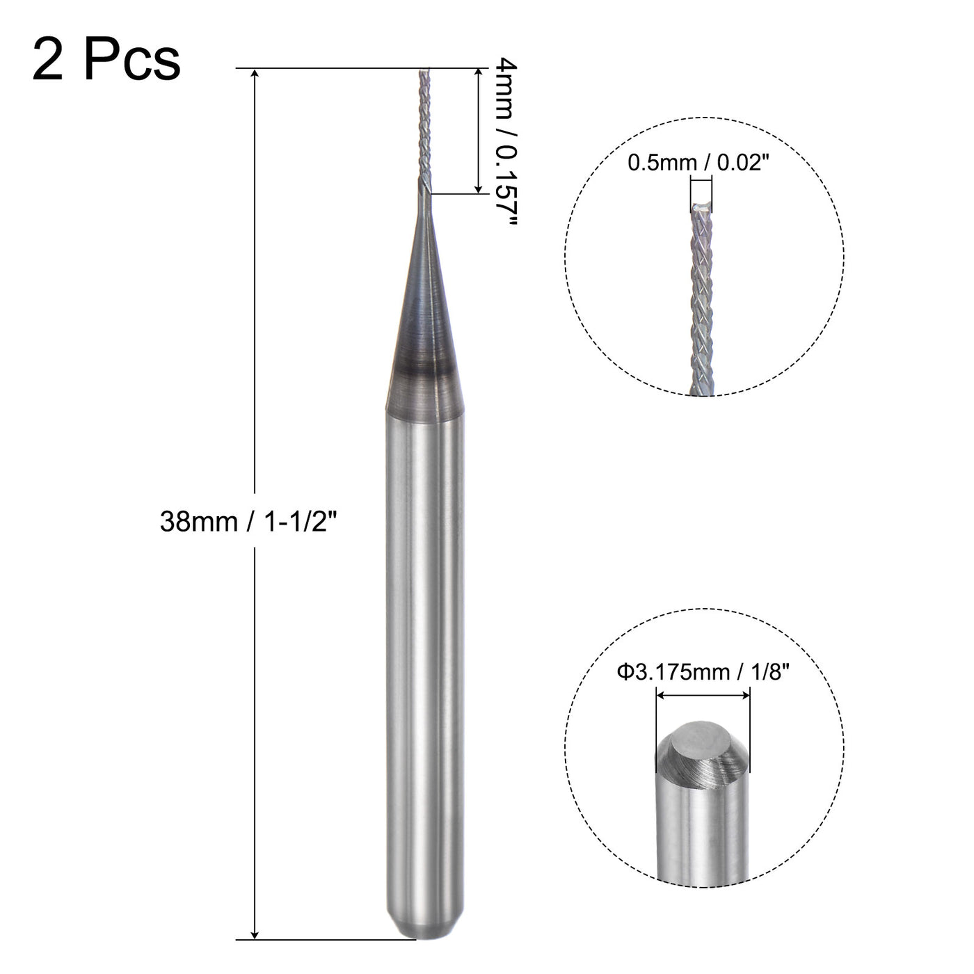 Harfington Diamond Film Coated End Mill Router Bits for PCB Plastic Fiber Wood