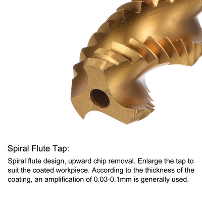 Harfington Uxcell M8 x 1.25 + 0.1 High Speed Steel Titanium Coated Machine Spiral Flute Taps