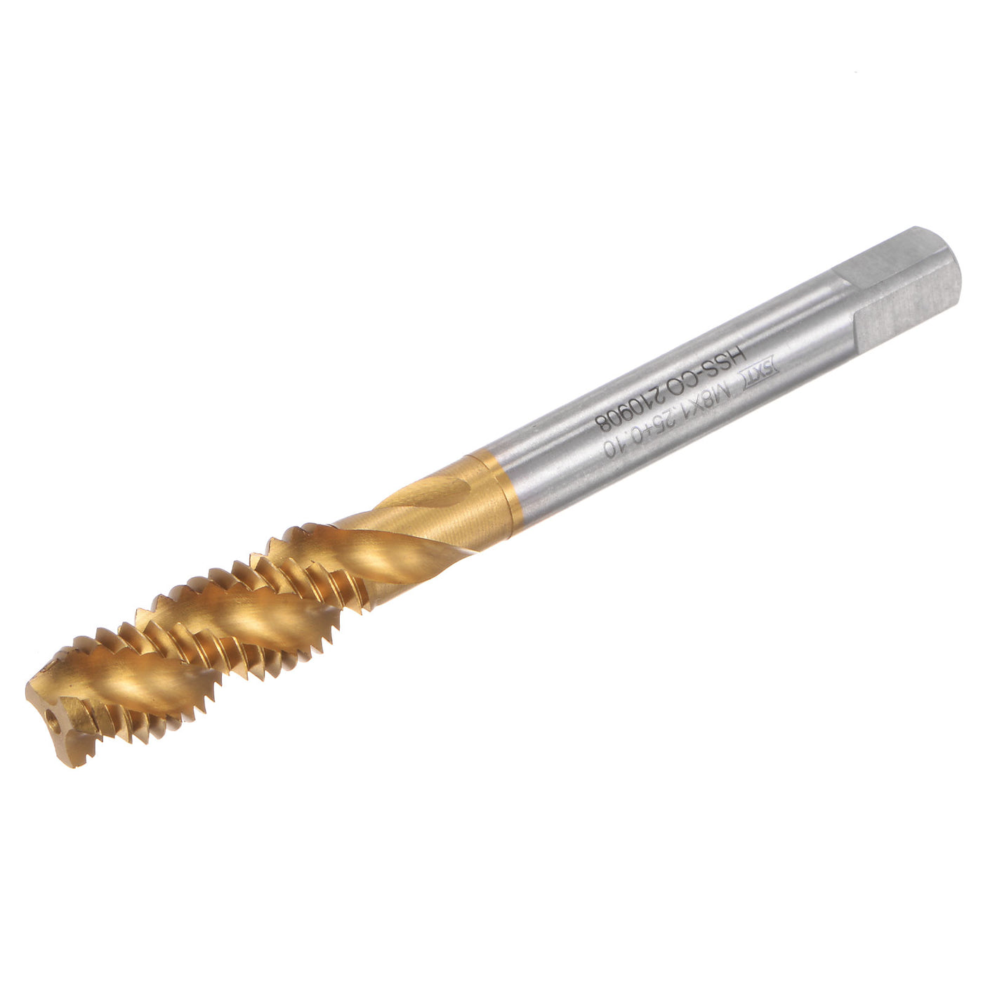 uxcell Uxcell M8 x 1.25 + 0.1 High Speed Steel Titanium Coated Machine Spiral Flute Taps