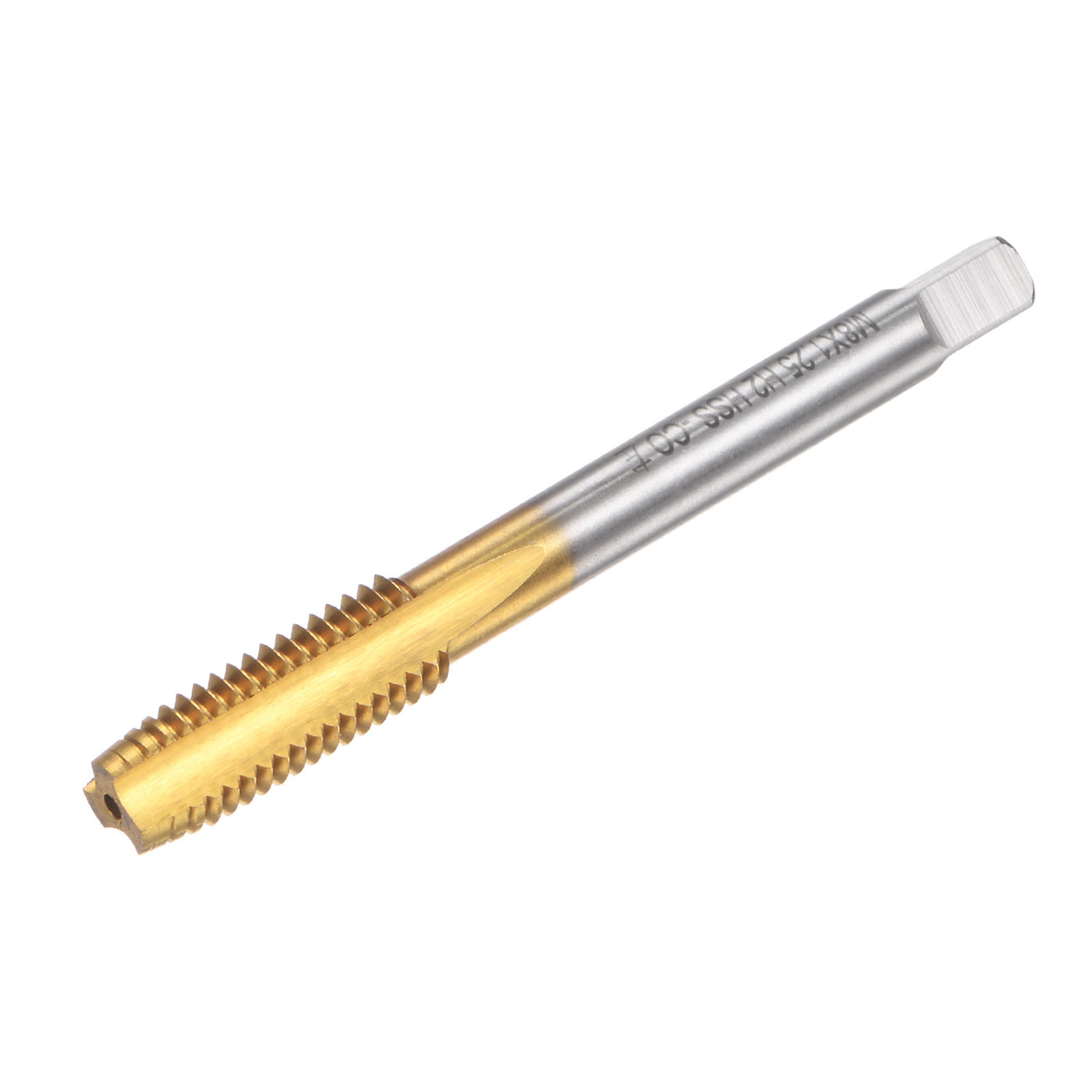 uxcell Uxcell M8 x 1.25 Left Hand Titanium Coated High Speed Steel Machine Straight Flute Tap