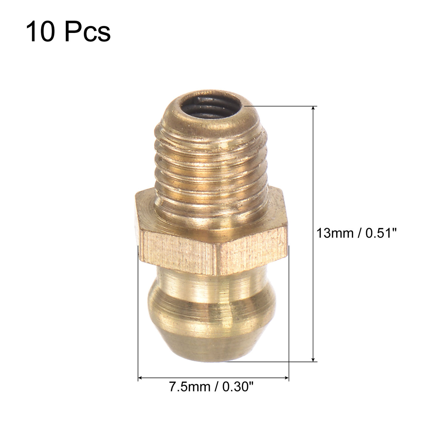 uxcell Uxcell Brass Straight Hydraulic Grease Fitting Accessories M6 x 0.75mm Thread, 10Pcs