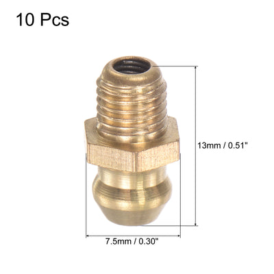 Harfington Uxcell Brass Straight Hydraulic Grease Fitting Accessories M6 x 0.75mm Thread, 10Pcs