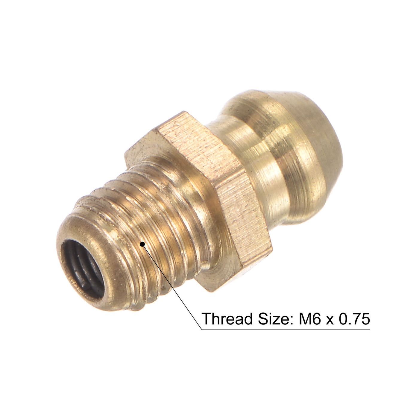 uxcell Uxcell Brass Straight Hydraulic Grease Fitting Accessories M6 x 0.75mm Thread, 10Pcs