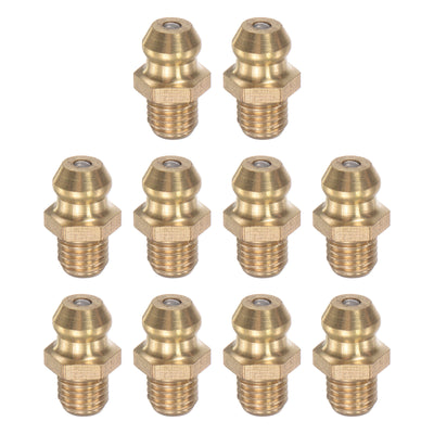 uxcell Uxcell Brass Straight Hydraulic Grease Fitting Accessories M6 x 0.75mm Thread, 10Pcs