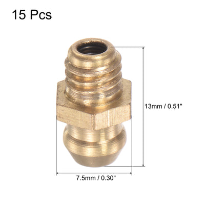 Harfington Uxcell Brass Straight Hydraulic Grease Fitting Accessories M6 x 1mm Thread, 15Pcs