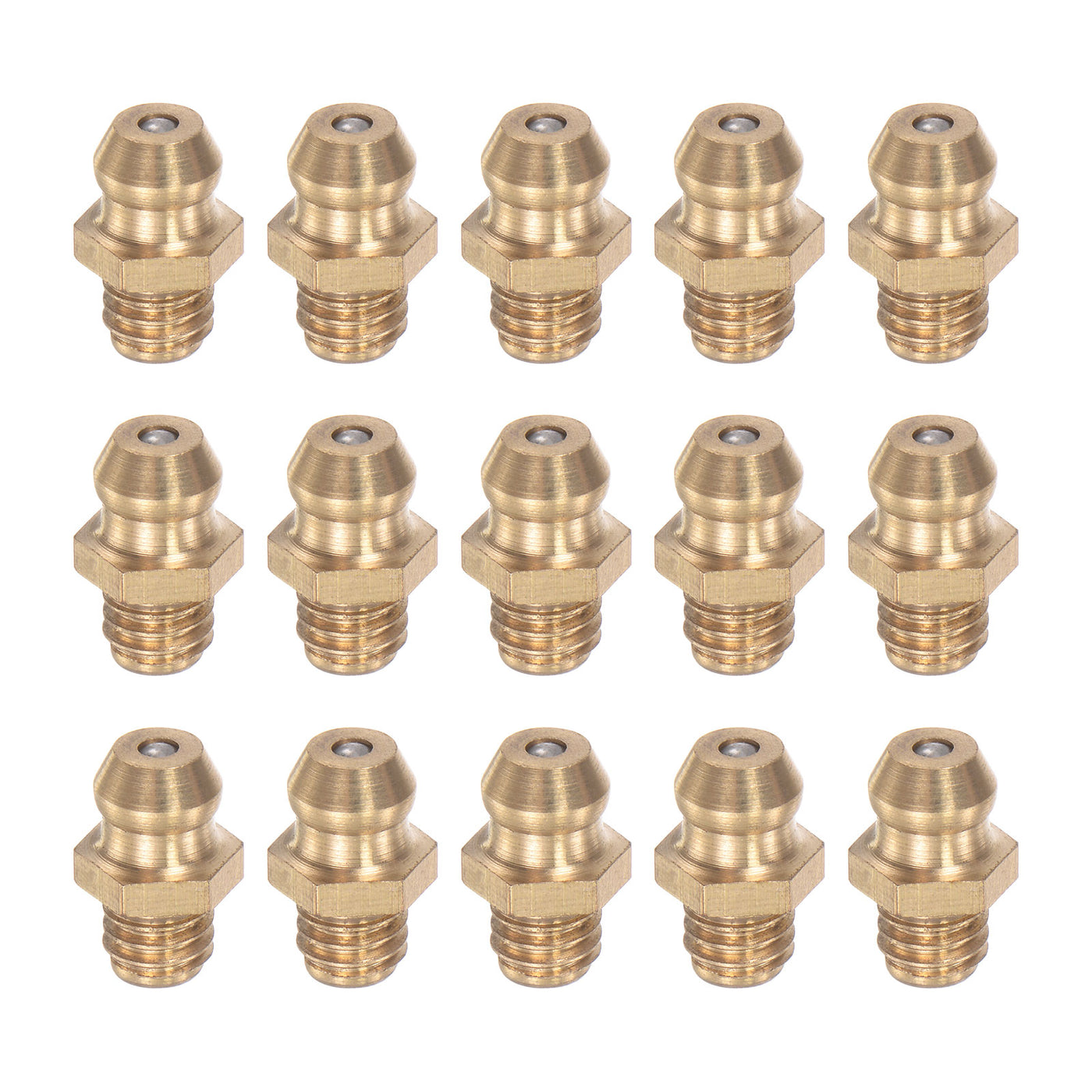 uxcell Uxcell Brass Straight Hydraulic Grease Fitting Accessories M6 x 1mm Thread, 15Pcs