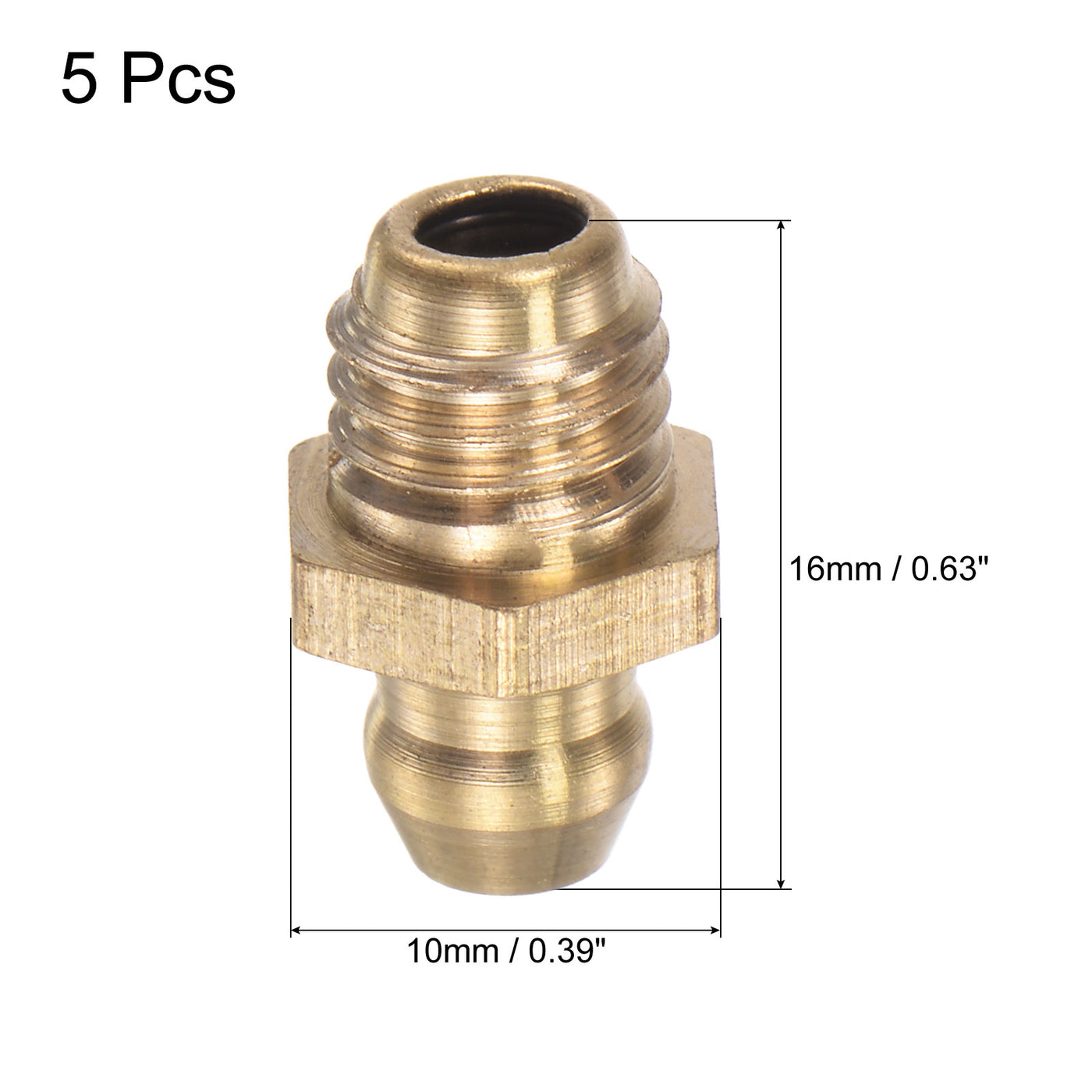 uxcell Uxcell Brass Straight Hydraulic Grease Fitting Accessories M8 x 1.25mm Thread, 5Pcs