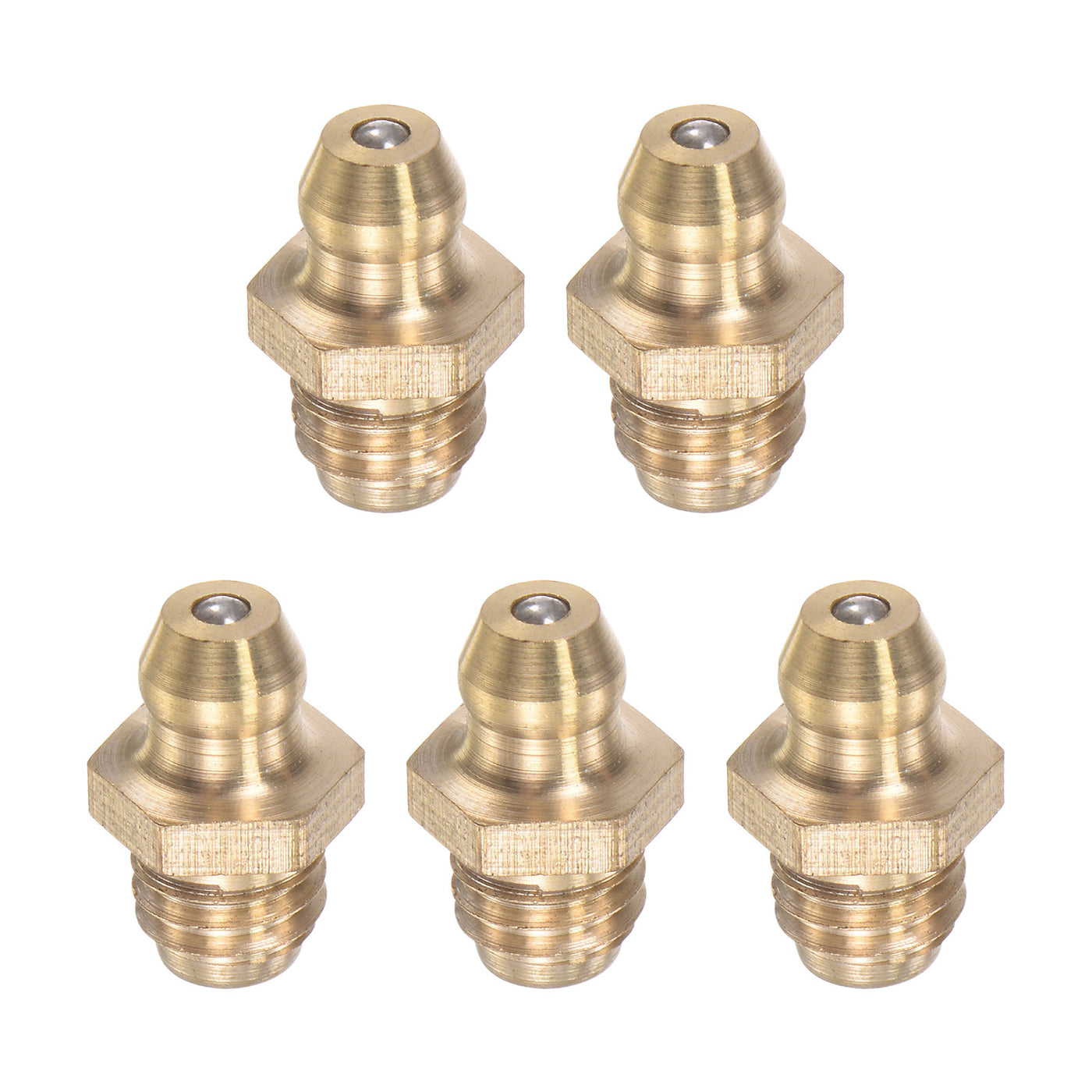 uxcell Uxcell Brass Straight Hydraulic Grease Fitting Accessories M8 x 1.25mm Thread, 5Pcs