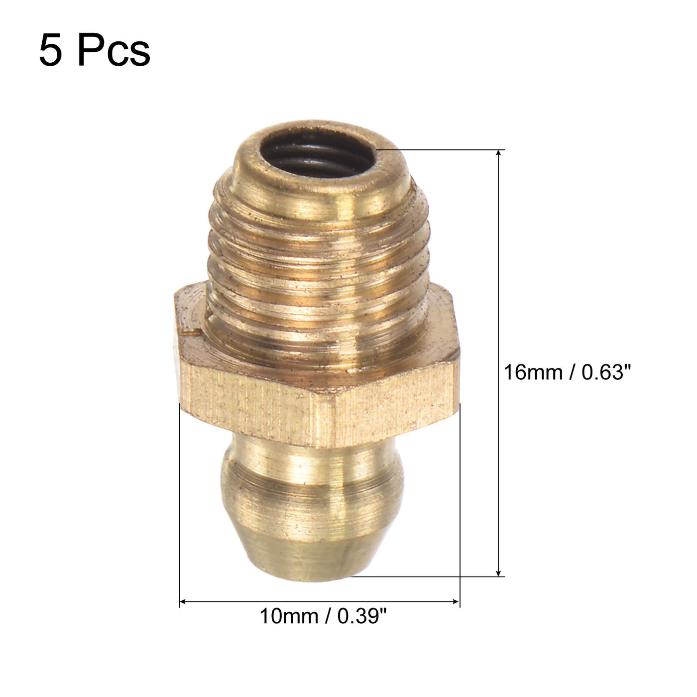 uxcell Uxcell Brass Straight Hydraulic Grease Fitting Accessories M8 x 1mm Thread, 5Pcs