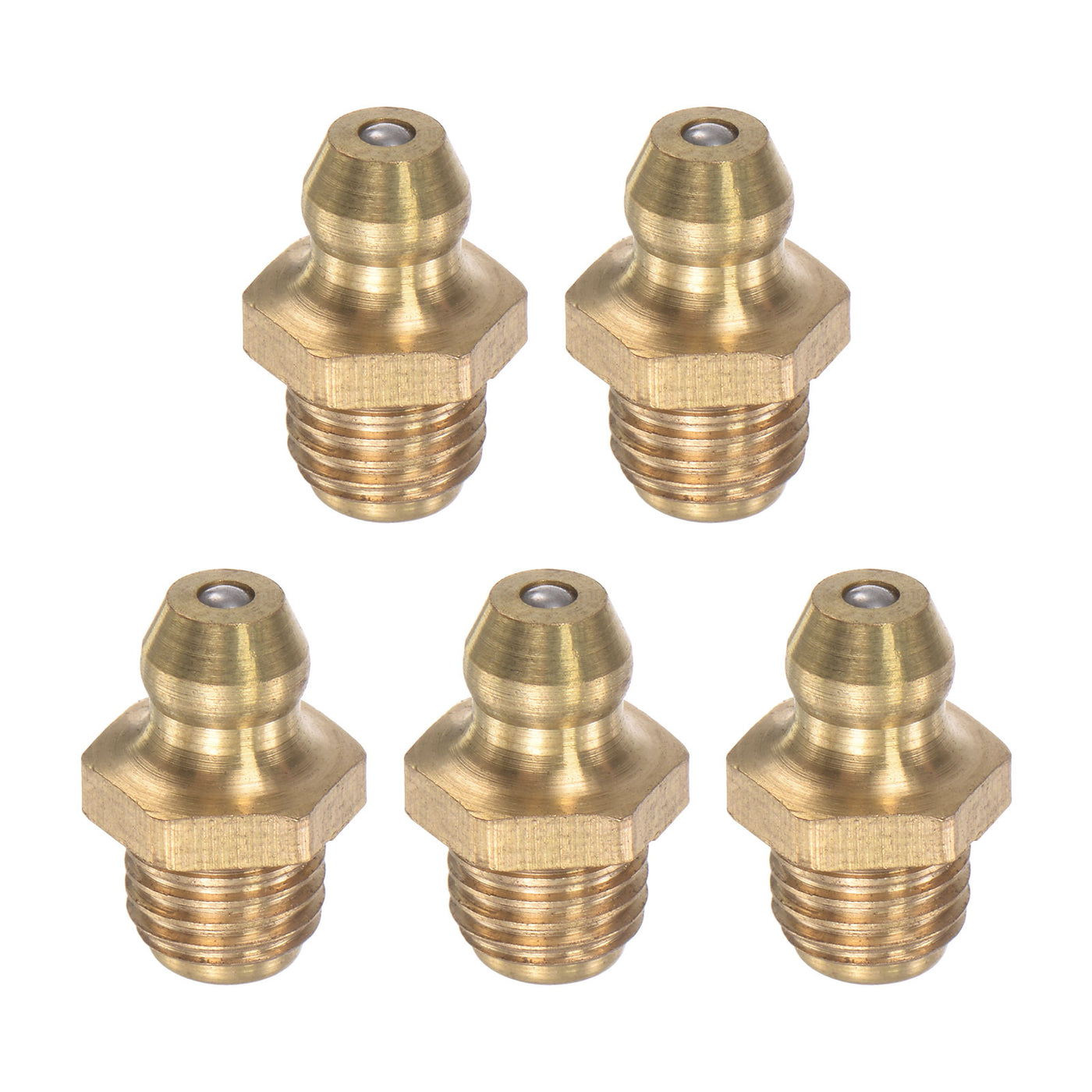 uxcell Uxcell Brass Straight Hydraulic Grease Fitting Accessories M8 x 1mm Thread, 5Pcs