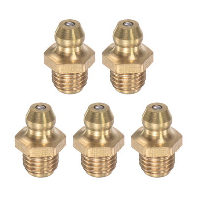 uxcell Uxcell Brass Straight Hydraulic Grease Fitting Accessories M8 x 1mm Thread, 5Pcs