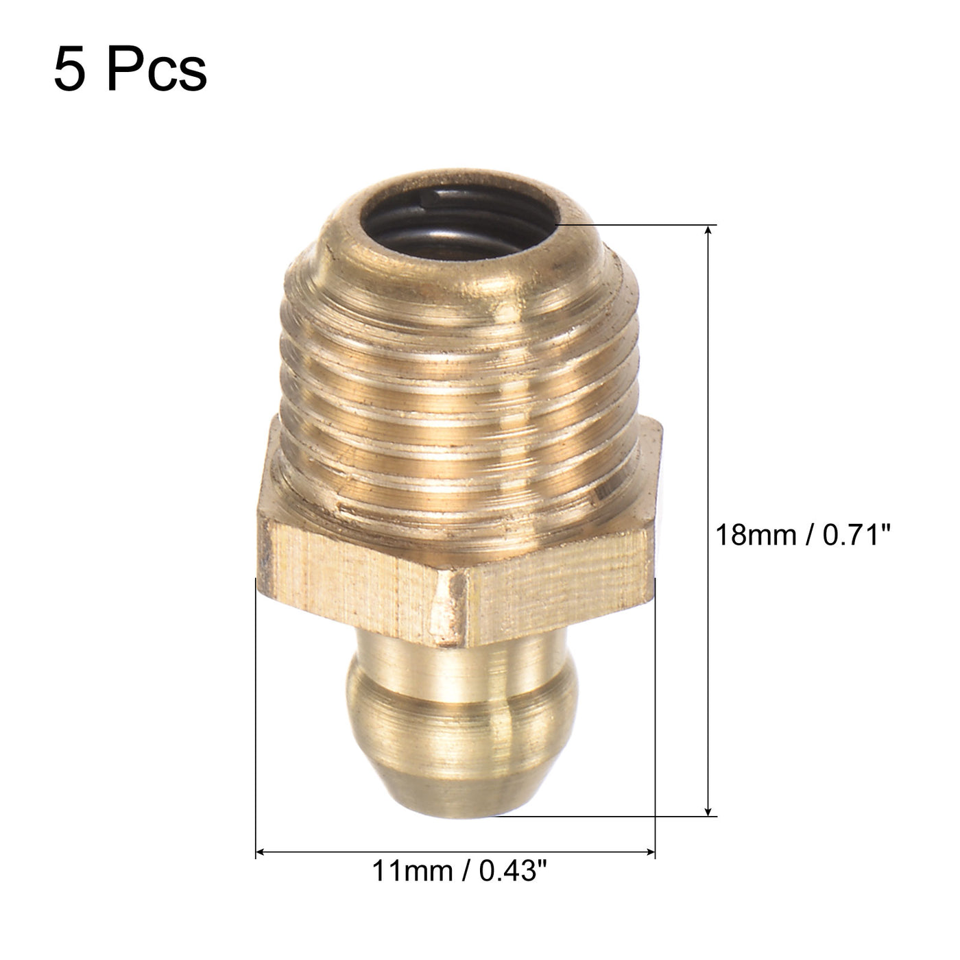 uxcell Uxcell Brass Straight Hydraulic Grease Fitting Accessories M10 x 1mm Thread, 5Pcs